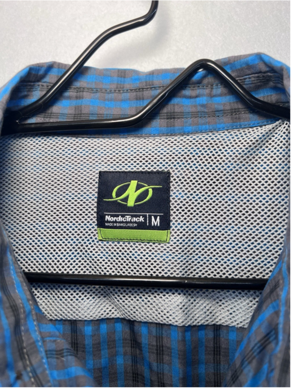 Nordic Track Camp Shirt Men's Large Plaid Blue Black Long Sleeve Outdoors - Picture 3 of 10